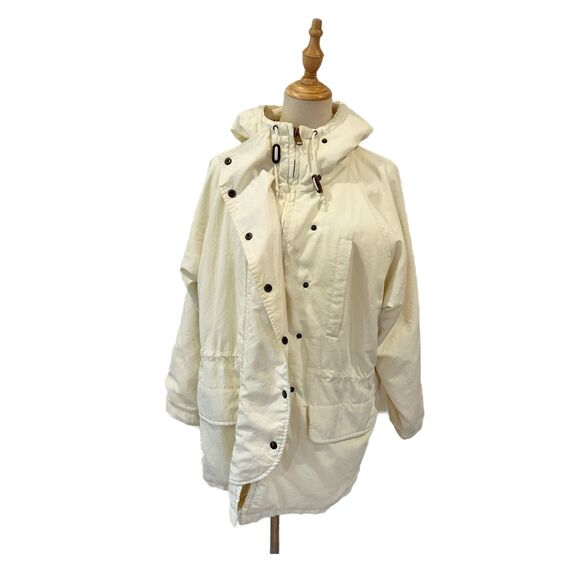 Ralph Lauren Jackets & Blazers - Ralph Lauren Small Cream Hooded Jacket Zip and Snap Front Cinch Waist